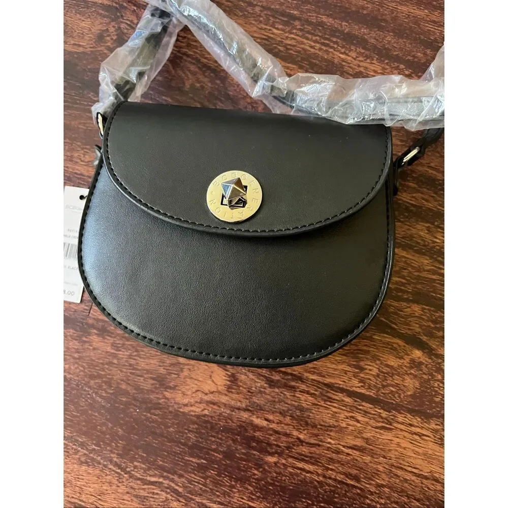 BCBGeneration Amelia Black Faux Leather Saddle Crossbody Bag - NWT